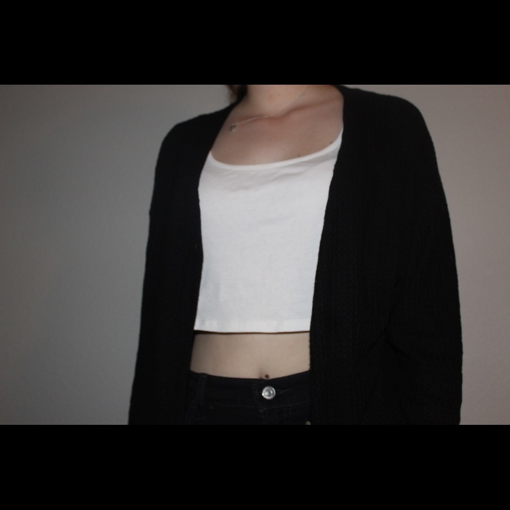 black cardigan